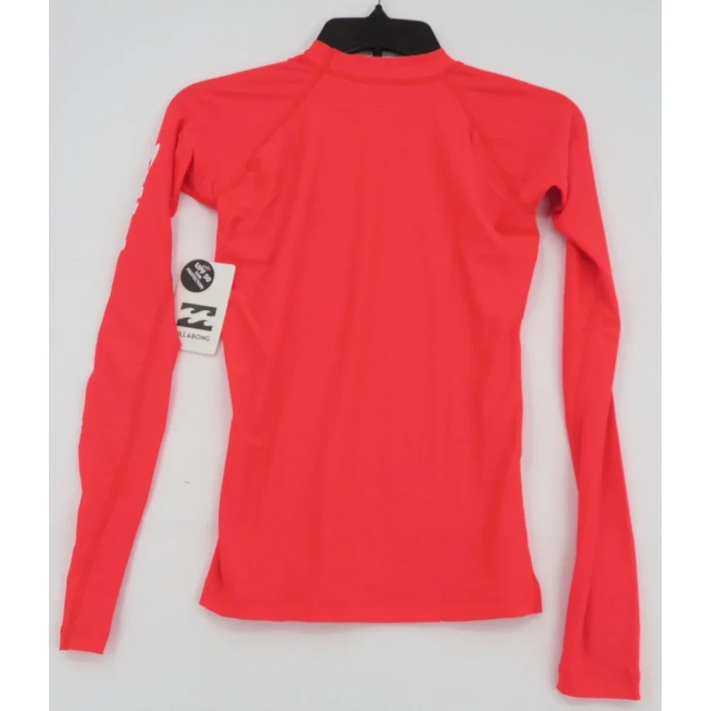 Billabong Women's Coral Red Long Sleeve Rash Guard